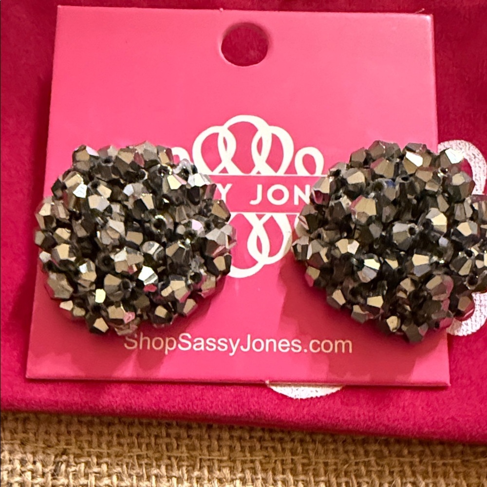 Sassy Jones Silver Malia Glass Stud Earrings